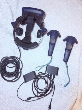 HTC Vive VR Headset with Blue Controllers